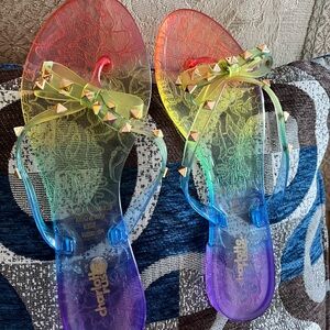 Charlotte Russe Rainbow Sandals with Studded Bow